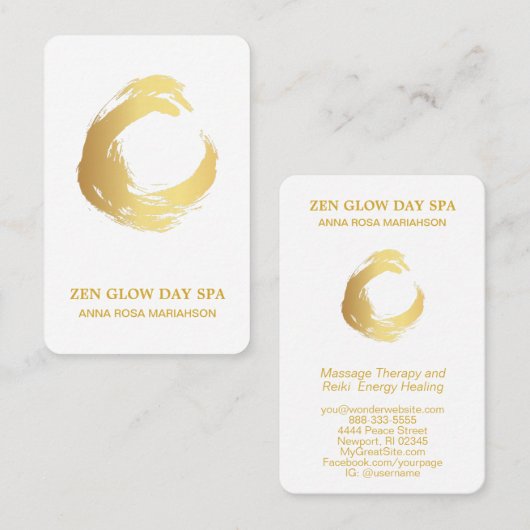 *~* Zen Abstract Gold Brush Meditation Reiki Yoga Visitekaartje (Voorkant / Achterkant)