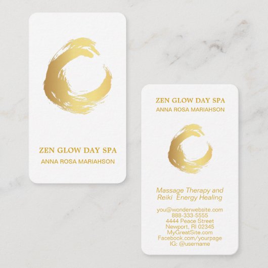 ** Zen Abstract Gold Brush Reiki Meditatie Yoga Visitekaartje (Voorkant / Achterkant)