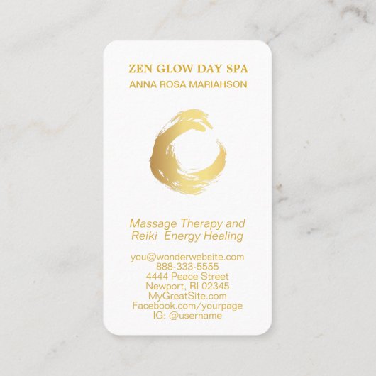 ** Zen Abstract Gold Brush Reiki Meditatie Yoga Visitekaartje (Achterkant)