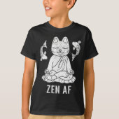 Zen AF Funny Meditating Cat Spiritueel Yoga Gift F T-shirt (Voorkant)