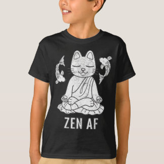 Zen AF Funny Meditating Cat Spiritueel Yoga Gift F T-shirt