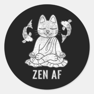 Zen Af Grappige Mediterende Kat Spirituele Yoga Ca Ronde Sticker