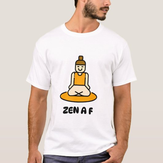 Zen AF Meditatie Cartoon Grappig T-shirt (Voorkant)