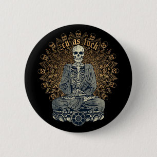 Zen Als Grappige Boeddhistische Yoga Skelet Medita Ronde Button 5,7 Cm