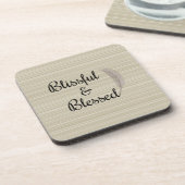 Zen angel veer wit beige strepen onderzetters (Linkerzijde)