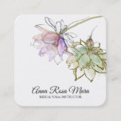 *~* Zen AP32 Roze Lotus Yoga Flower Logo QR Vierkante Visitekaartje (Voorkant)