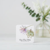 *~* Zen AP32 Roze Lotus Yoga Flower Logo QR Vierkante Visitekaartje (Staand voorkant)