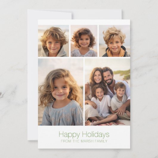 Zen Arch Groen Wit - 5 Foto - Happy Feestdagenkaart (Voorkant)