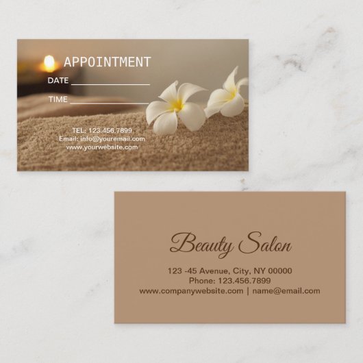 Zen Aromatherapie SPA Massagetherapie Afspraak Afsprakenkaartje (Voorkant / Achterkant)