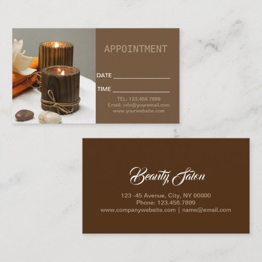 Zen Aromatherapie SPA Massagetherapie Afspraak Afsprakenkaartje (Voorkant / Achterkant)