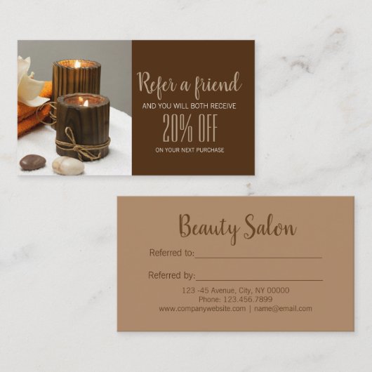 Zen Aromatherapie SPA Massagetherapie Verwijzing (Voorkant / Achterkant)