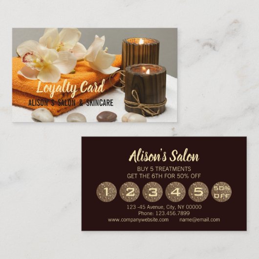 Zen Aromatherapy SPA Massagetherapie Loyaliteit Klantenkaartje (Voorkant / Achterkant)