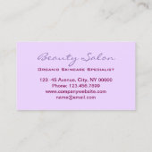 Zen Aromatherapy SPA Schoonheidssalon Esthetician Visitekaartje (Achterkant)