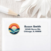 Zen Art Deco Zonsondergang boven water Etiket (Insitu)