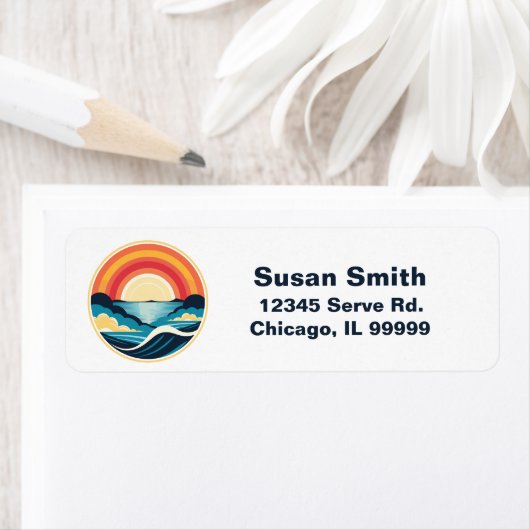 Zen Art Deco Zonsondergang boven water Etiket (Insitu)