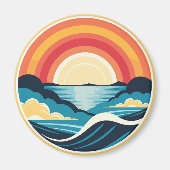 Zen Art Deco Zonsondergang boven water Magneet (Voorkant)