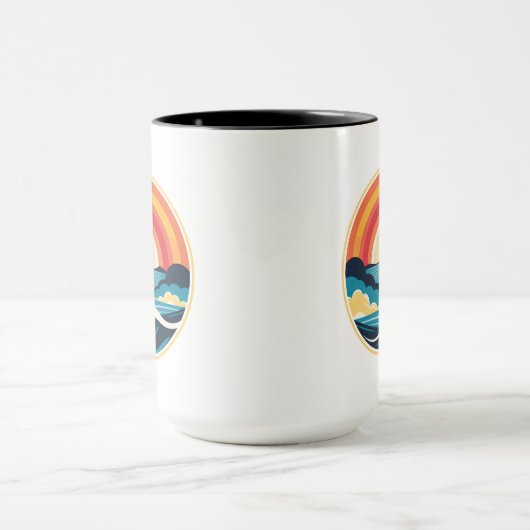 Zen Art Deco Zonsondergang boven water Mok (Midden)