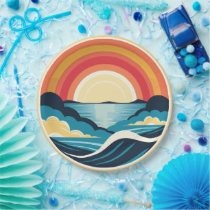 Zen Art Deco Zonsondergang boven water Papieren Bordje