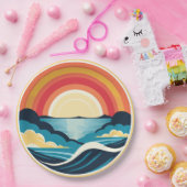 Zen Art Deco Zonsondergang boven water Papieren Bordje (Feest)