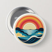 Zen Art Deco Zonsondergang boven water Ronde Button 7,6 Cm (Voorkant /achterkant)