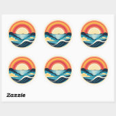 Zen Art Deco Zonsondergang boven water Ronde Sticker (Vel)