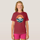 Zen Art Deco Zonsondergang boven water T-shirt (Voorkant volledig)