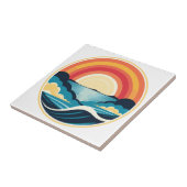 Zen Art Deco Zonsondergang boven water Tegeltje (Zijkant)