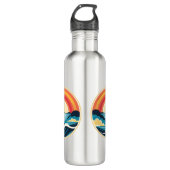 Zen Art Deco Zonsondergang boven water Waterfles (Voorkant)