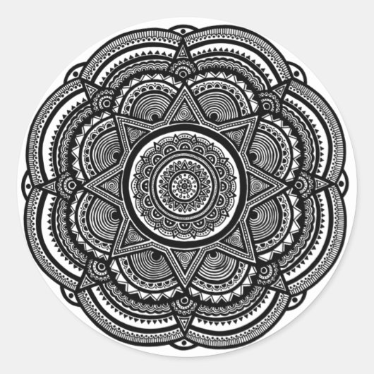 Zen Art Mandala Ronde Sticker (Voorkant)