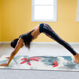 Zen Art Rode Lotus Bloemenberg Achtergrond Yogamat