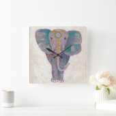 Zen Asian Elephant Vierkante Klok (Huis)