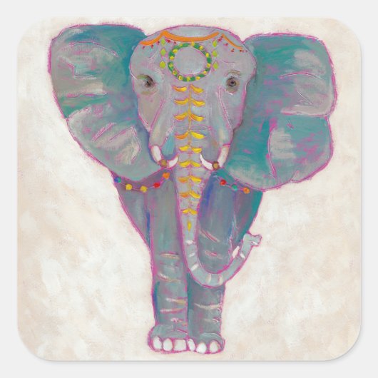Zen Asian Elephant Vierkante Sticker (Voorkant)