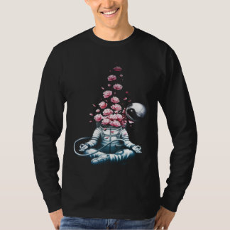 Zen Astronaut Meditating In Space Yoga Namaste Ros T-shirt