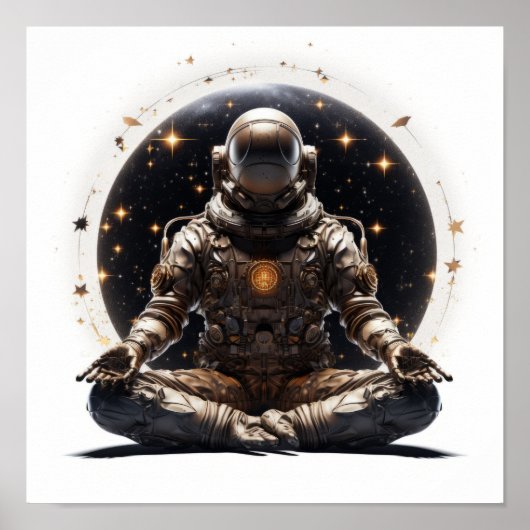 Zen Astronaut Poster - Boeddha mediteren in de rui (Voorkant)