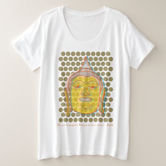 Zen Aziatische Gele Boeddha Offset op moderne Pop Grote Maat T-shirt (Design voorkant)