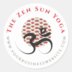 Zen Aziatische Rode Zon Yoga Moderne Kalligrafie O Ronde Sticker
