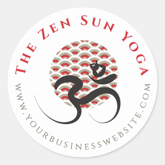 Zen Aziatische Rode Zon Yoga Moderne Kalligrafie O Ronde Sticker (Voorkant)