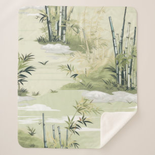 Zen Bamboe Bos Botanisch Patroon (1) Sherpa Deken