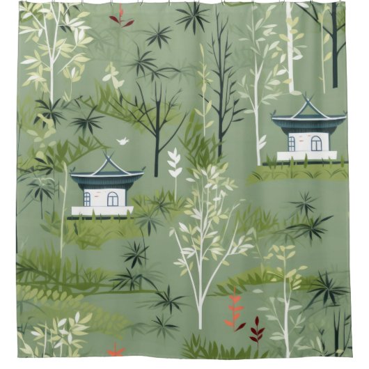 Zen Bamboe Bos Botanisch Patroon (2) Douchegordijn (Voorkant)
