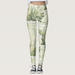 Zen Bamboe Bos Botanisch Patroon (2) Leggings