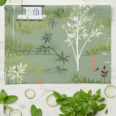 Zen Bamboe Bos Botanisch Patroon (2) Theedoek (Gevouwen)