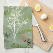 Zen Bamboe Bos Botanisch Patroon (2) Theedoek (Quarter Fold)