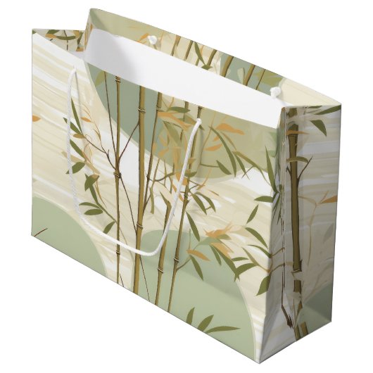Zen Bamboe Bos Botanisch Patroon (3) Groot Cadeauzakje (Voorkant Gekanteld)