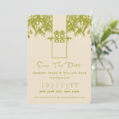 Zen Bamboe Dubbel Geluk Chinees Uitnodiging Opslag (Staand voorkant)