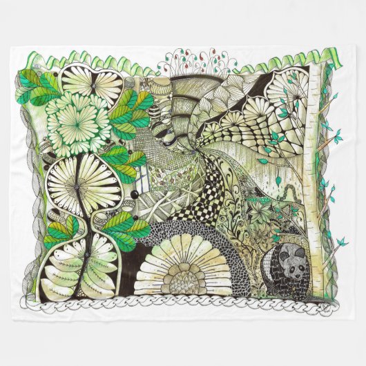 Zen bamboe en panda deken (Voorkant (Horizontaal))