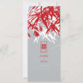 Zen Bamboe Leaves Double Happiness Bruiloft Menu Kaart (Achterkant)