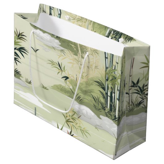 Zen Bamboebos Botanisch Patroon (1) Groot Cadeauzakje (Voorkant Gekanteld)