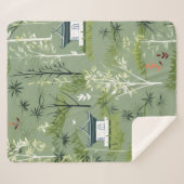 Zen Bamboebos Botanisch Patroon (2) Sherpa Deken (Voorkant (horizontaal))