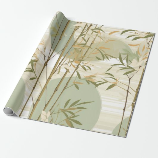 Zen Bamboebos Botanisch Patroon (3) Cadeaupapier (Uitgerold)