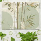 Zen Bamboebos Botanisch Patroon (3) Theedoek (Gevouwen)